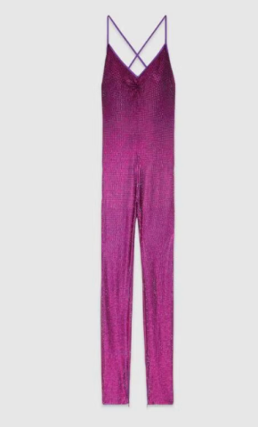 Gucci Pre Fall '19 Runway Purple Crystal Catsuit 6