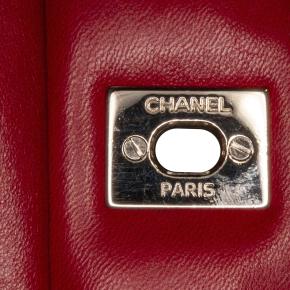 Chanel Red Maxi Classic Lambskin Double Flap Bag 10