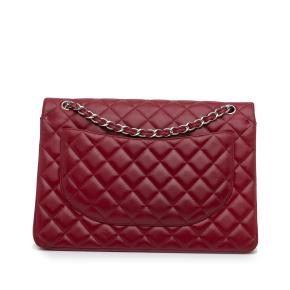 Chanel Red Maxi Classic Lambskin Double Flap Bag 4