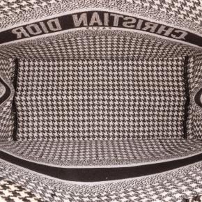 Dior Black & White Medium Houndstooth Embroidered Book Tote 6