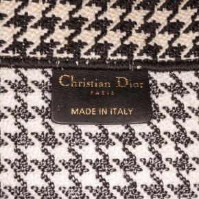 Dior Black & White Medium Houndstooth Embroidered Book Tote 7