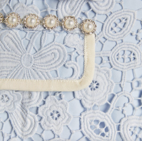 Self Portrait Powder Blue Guipure Lace Mini Skirt 6