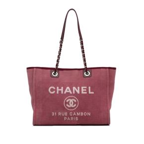 Chanel Red Canvas Deauville Tote Bag 10
