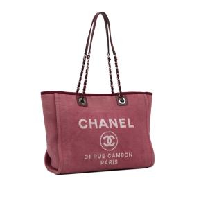 Chanel Red Canvas Deauville Tote Bag 2