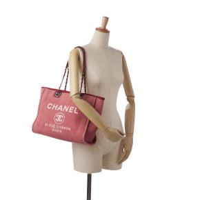 Chanel Red Canvas Deauville Tote Bag 9