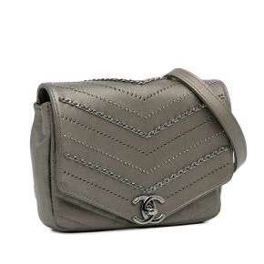 Chanel Grey Mini Embellished  Chevron Envelope Flap Bag 2