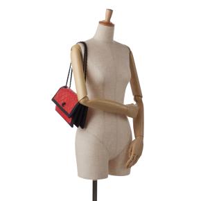 Chanel Red and Black Lambskin Single Flap Bag with Ruthenium Hardware 12