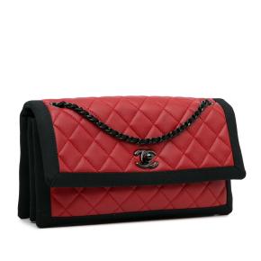 Chanel Red and Black Lambskin Single Flap Bag with Ruthenium Hardware 2