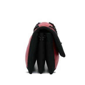 Chanel Red and Black Lambskin Single Flap Bag with Ruthenium Hardware 3