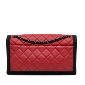 Chanel Red and Black Lambskin Single Flap Bag with Ruthenium Hardware 4