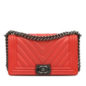 Chanel Red Chevron Medium Calfskin  Boy Bag 10