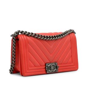 Chanel Red Chevron Medium Calfskin  Boy Bag 2