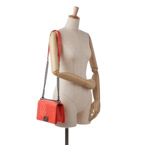 Chanel Red Chevron Medium Calfskin  Boy Bag 9