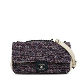 Chanel Navy Small Tweed Single Flap Bag 11