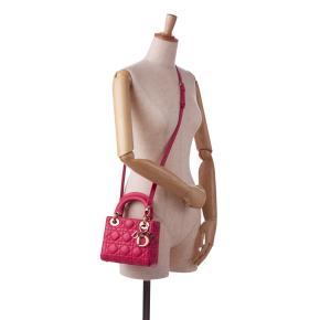Dior Pink Mini Lambskin Cannage Lady Dior 10