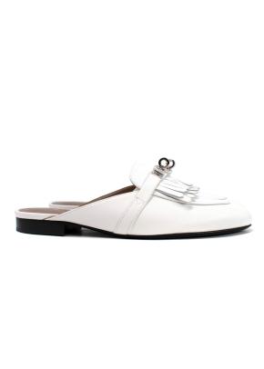 Hermes White Calfskin Oz Mules 3