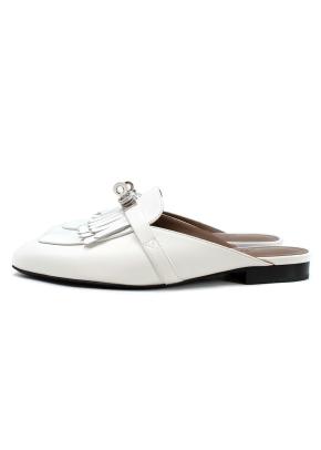 Hermes White Calfskin Oz Mules 5