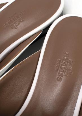 Hermes White Calfskin Oz Mules 8
