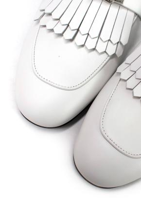 Hermes White Calfskin Oz Mules 6