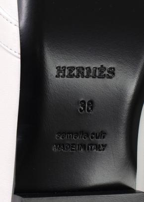 Hermes White Calfskin Oz Mules 10