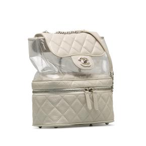 Quilted Whiter Leather Aquarium Backpack 2
