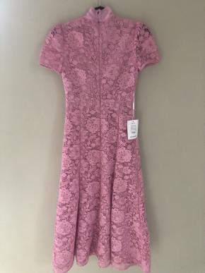 Self Portrait Pink Cord Lace Crossover Dress 12