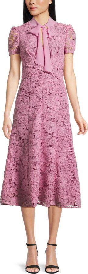 Self Portrait Pink Cord Lace Crossover Dress 2