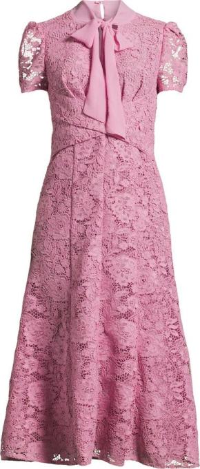 Self Portrait Pink Cord Lace Crossover Dress 5