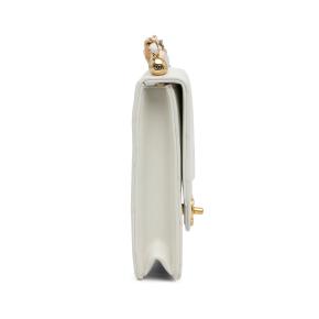 White Quilted Leather Small Chic Pearls Flap 4