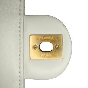 White Quilted Leather Small Chic Pearls Flap 9