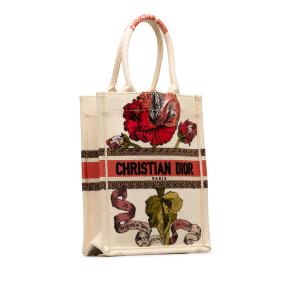 Dior Cream Fleurs Bibliques Embroidery Vertical Book Tote 2
