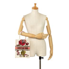 Dior Cream Fleurs Bibliques Embroidery Vertical Book Tote 8