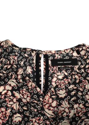 Isabel Marant Black Floral Puff Sleeve Silk Blouse 4