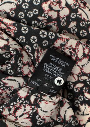 Isabel Marant Black Floral Puff Sleeve Silk Blouse 8