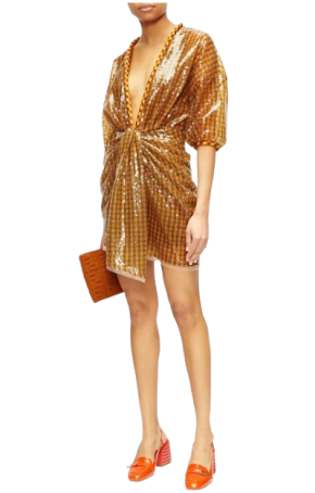 Fendi Sequinned Plunge-Neck Mini Dress 2