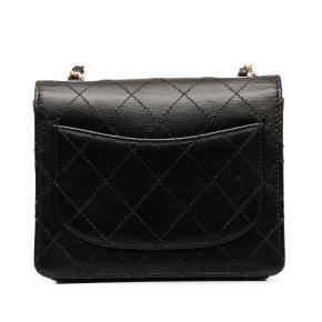 Chanel Vintage Black Caviar Leather Mini Square Classic Flap Bag ...