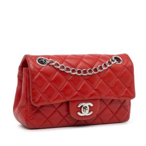 Chanel Red Lambskin Mini Classic Single Flap Bag 2