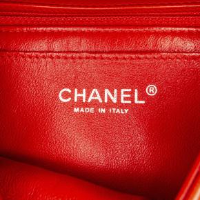 Chanel Red Lambskin Mini Classic Single Flap Bag 7