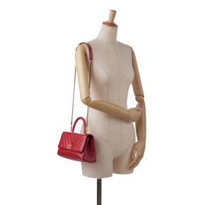 Chanel Red Chevron Lambskin Small Coco Top Handle 15