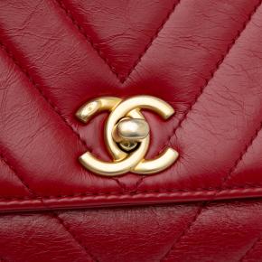Chanel Red Chevron Lambskin Small Coco Top Handle 8