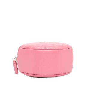 Chanel Pink CC Quilted Lambskin Round Pearl Clutch with Chain 4
