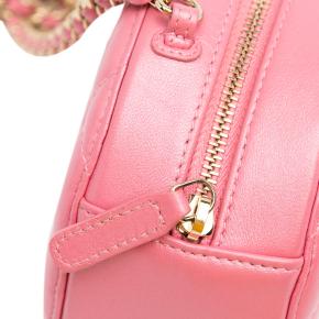 Chanel Pink CC Quilted Lambskin Round Pearl Clutch with Chain 8