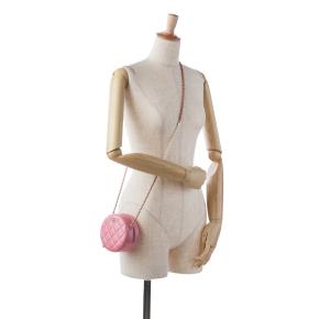 Chanel Pink CC Quilted Lambskin Round Pearl Clutch with Chain 9