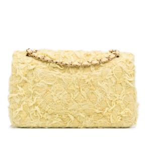 Chanel Yellow Fringed Tweed Medium  Double Flap Bag 3