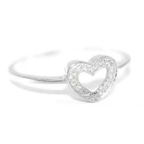 Bespoke White Gold/Diamond Heart Ring Size 47 4