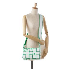 Bottega Veneta White and Green Maxi Intrecciato Canvas Webbing Cassette Bag 11