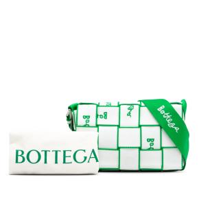 Bottega Veneta White and Green Maxi Intrecciato Canvas Webbing Cassette Bag 12