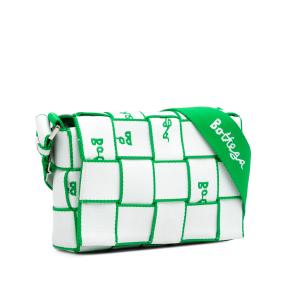 Bottega Veneta White and Green Maxi Intrecciato Canvas Webbing Cassette Bag 2