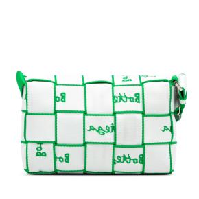 Bottega Veneta White and Green Maxi Intrecciato Canvas Webbing Cassette Bag 3