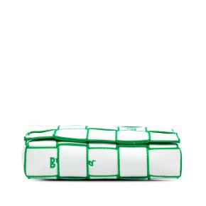 Bottega Veneta White and Green Maxi Intrecciato Canvas Webbing Cassette Bag 5